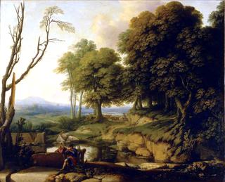 Lanscape with a Flute Player