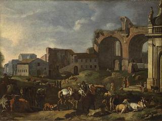 Campo Vaccino with the Basilica of Maxentius