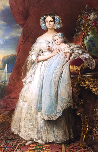 奥尔良公爵夫人海琳·路易斯·伊丽莎白·德梅克伦堡·施韦林和她的儿子巴黎伯爵