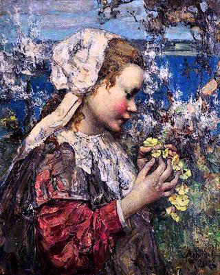 Young Girl with Primroses