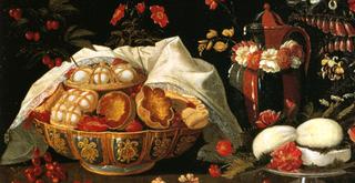 Still Life with fruits flowers and Terracotta