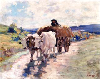 Hay Cart with Oxen