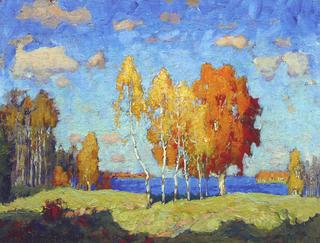 Autumn Landscape with Birches