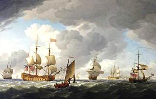 An English Vice-Admiral of the Red and His Squadron at Sea
