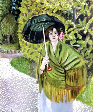 Woman with Green Umbrella