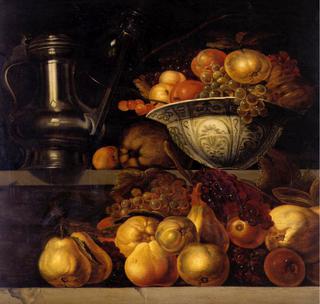 Still Life of Fruits Resting on a Ledge