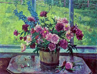 Peonies at the window