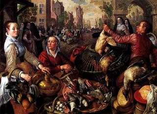 The Four Elements:  Air.  A Poultry Market with the Prodigal Son in the Background