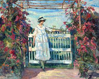 Young Woman in the Rose Garden