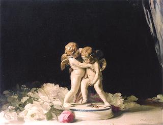 Cupids Fighting for a Rose