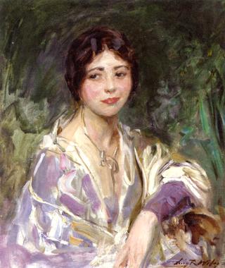 Woman in Purple and White