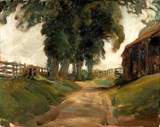 Study of a Lane and Barn