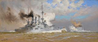 Warships in battle