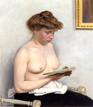 Woman with Nude Torso, Reading