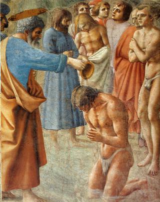 Baptism of the Neophytes (Brancacci Chapel) (Detail)