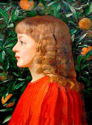 Portrait of a Girl against an Orange Tree