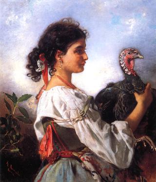 Peasant Girl with Turkey