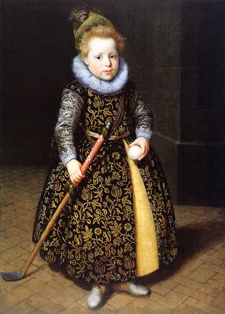 Portrait of a Four-Year Old Boy with Club and Ball
