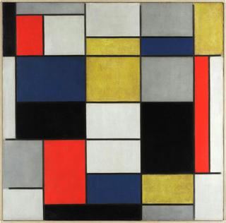 Composition A with black, red, gray, yellow and blue