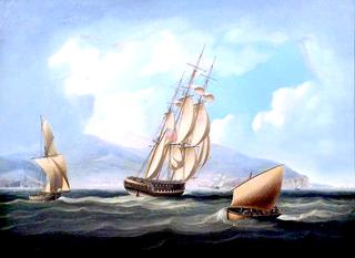 A British Frigate Approaching a Mediterranean Port