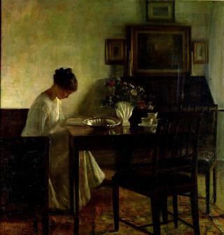 Girl Reading in an Interior