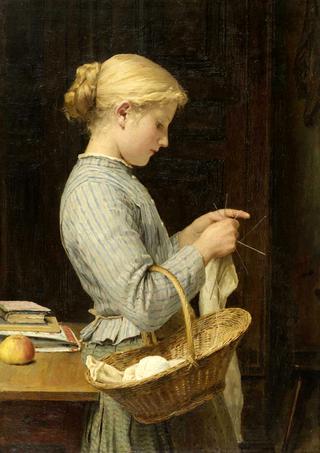 Girl Knitting