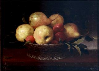 Still-Life of Pears, Plums and Apples in a Basket