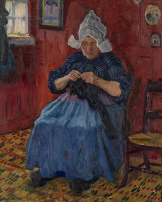 Old Lady Knitting