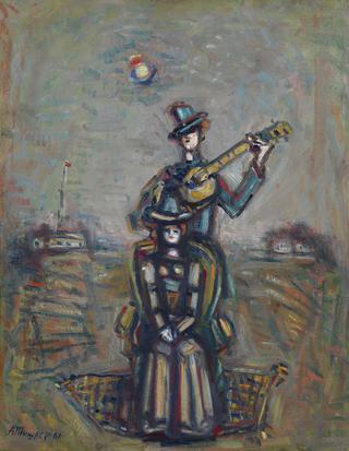 Fashionable Woman and Cavalier with Guitar