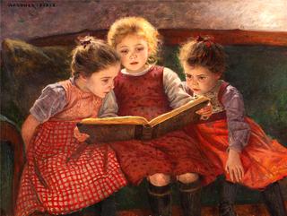 Three reading girls