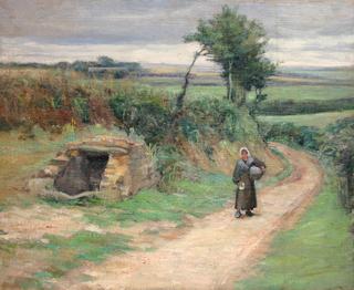 Woman with Basket on Road