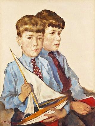 Two Boys with Sailboat