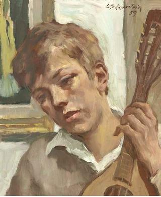 Boy Playing a Mandolin