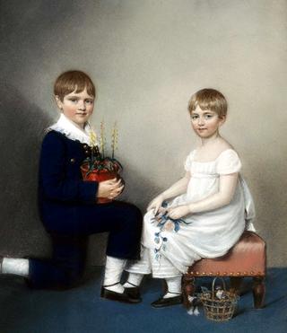 Charles Darwin at age six with sister Catherine