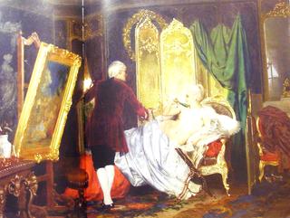 French painter of the time of Louis XV paints a portrait of the marquise