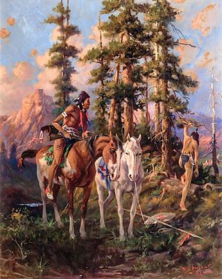 Two Scouts Watching Custer's Command, Big Horn