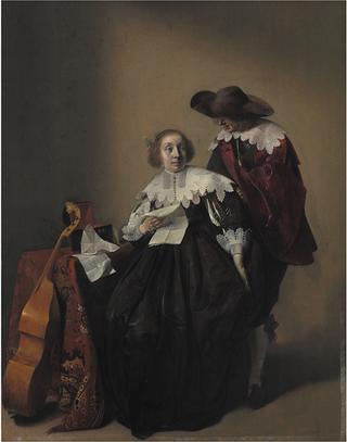 A Seated Woman with a Letter, a Gentleman Standing by Her