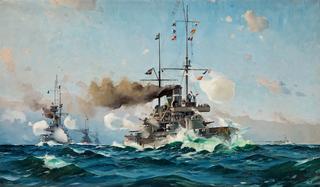Armored ships during combat training