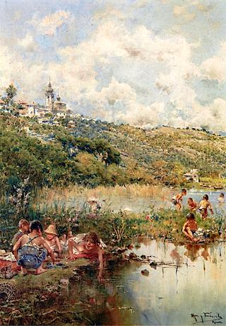 Children Playing at the Water's Edge