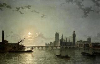 A Moonlit View of the Houses of Parliament from the Thames