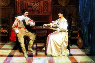 Man and woman playing chess