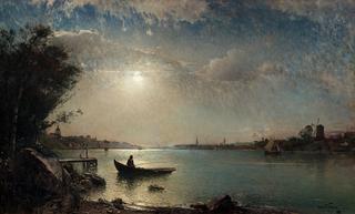 Stockholm inlet in the moonlight