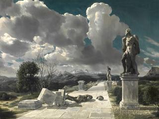 Landscape with toppled statue