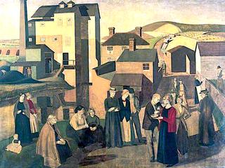 A Scene in a Village Street with Mill-Hands Conversing