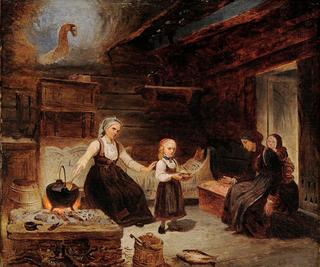 Women with children in an interior