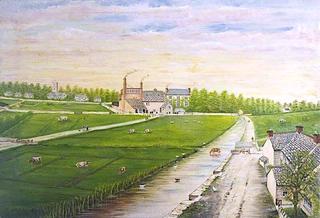 酿酒厂和小溪，横跨蒂利米德，斯旺奇，多塞特，约1870年