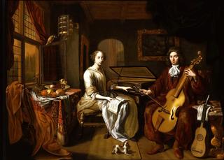 A Portrait of an Elegant Couple Making Music