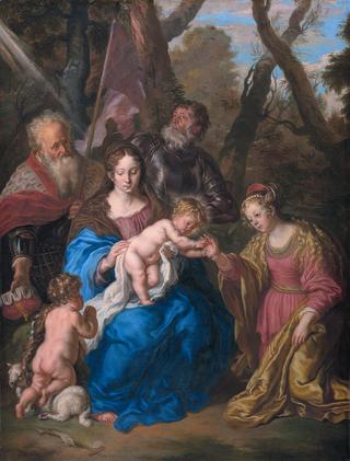 The mystical marriage of Saint Catherine, with St Leopold and St William