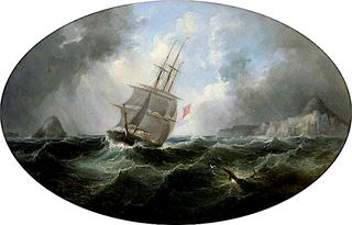 A Frigate off a Rocky Coast