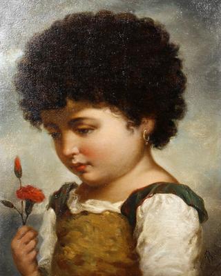 Girl Holding a Red Carnation